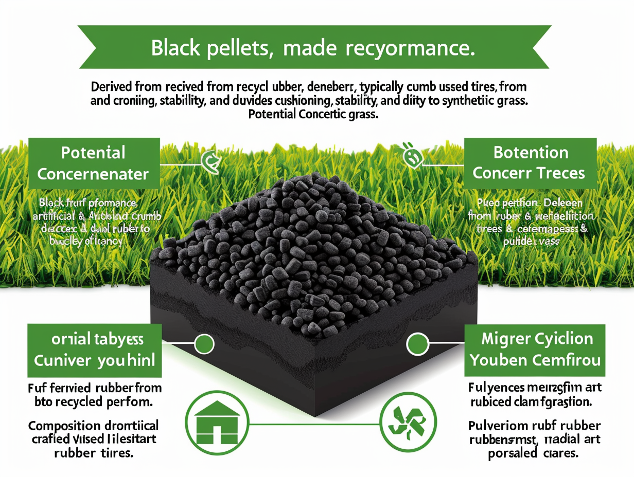 Черные пеллеты в искусственном газоне